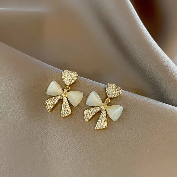 Heart Bow Zircon Korean Earring