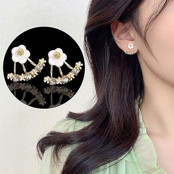 Daisy Back Hanging Stud Earrings