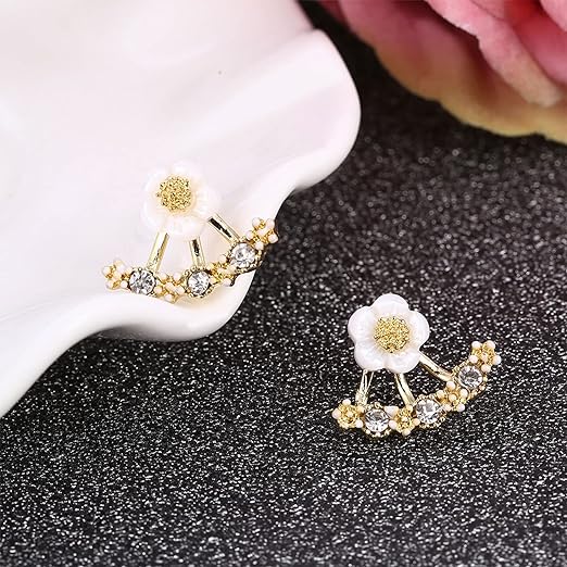 Daisy Back Hanging Stud Earrings